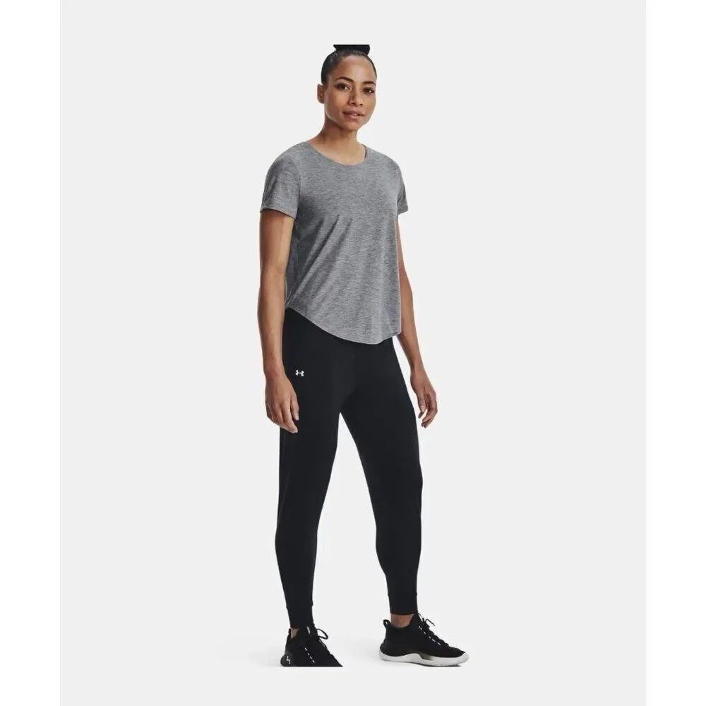 under armour womens solid black tapered loose heatgear joggers Pants Xs